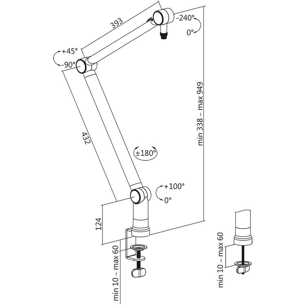 OPLITE SUPREME BOOM ARM STAND SIZE